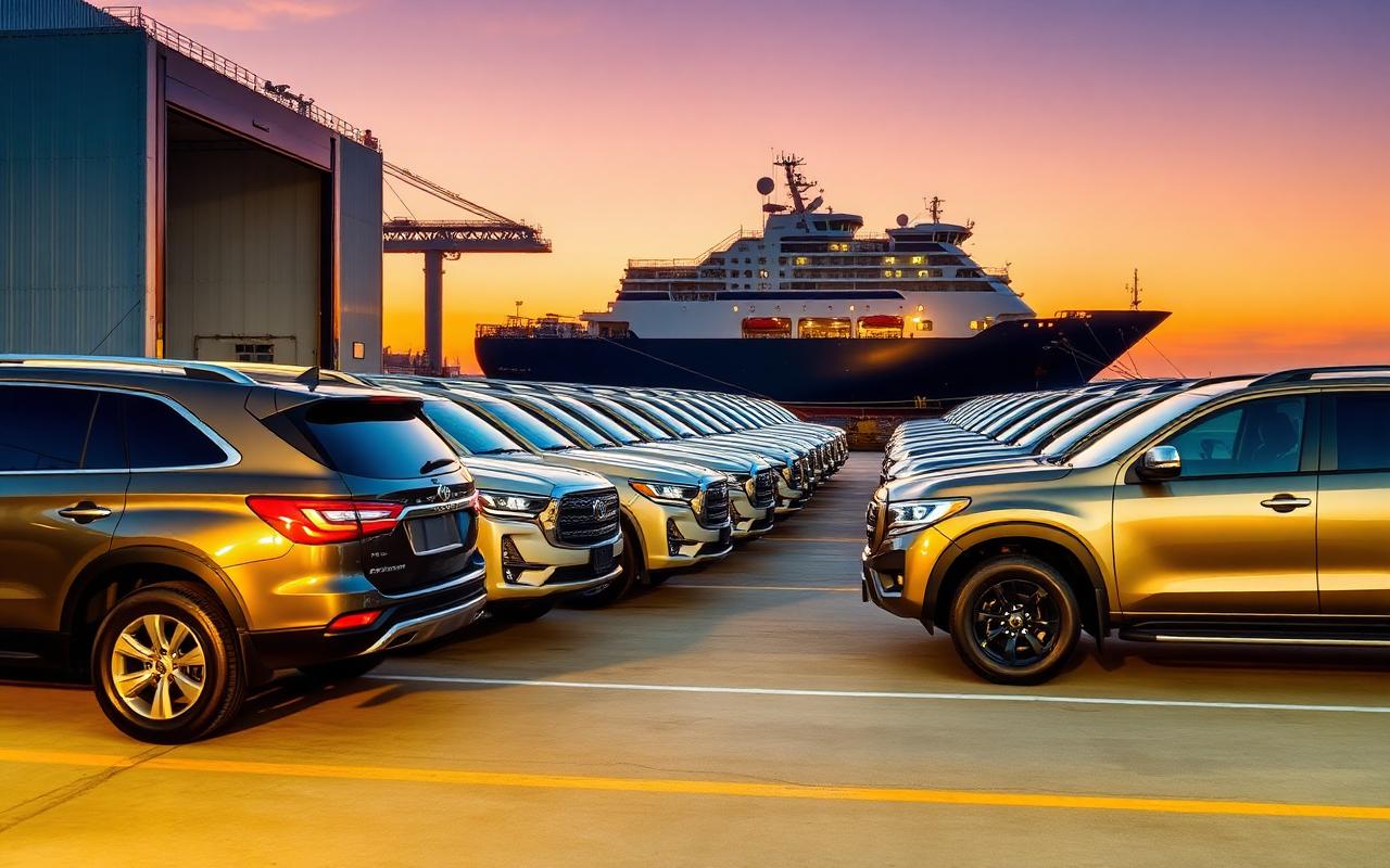 Vehicles being prepared for international export shipping